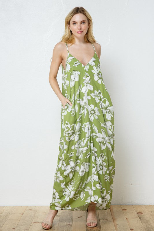 EN-A0413-PRINT MAXI DRESS WITH ADJUSTABLE STRAPS