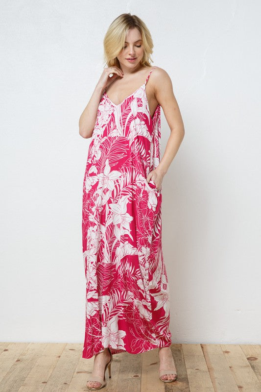 EN-A0526-PRINT MAXI DRESS WITH ADJUSTABLE STRAPS