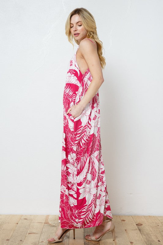 EN-A0526-PRINT MAXI DRESS WITH ADJUSTABLE STRAPS