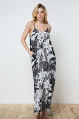 EN-A0526-PRINT MAXI DRESS WITH ADJUSTABLE STRAPS