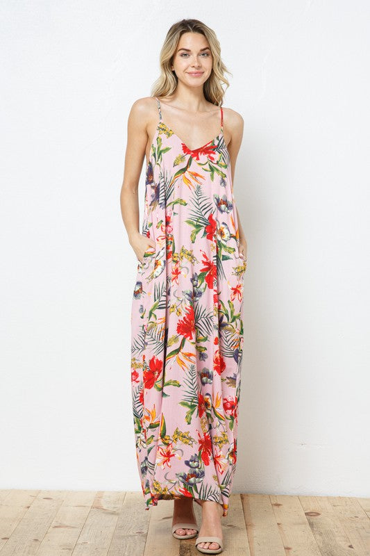 EN-A0255- PRINT MAXI DRESS WITH ADJUSTABLE STRAPS