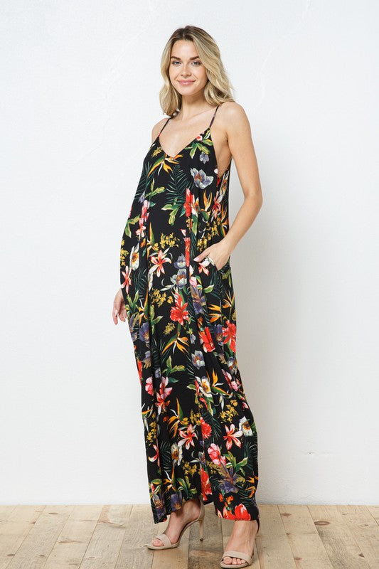 EN-A0255- PRINT MAXI DRESS WITH ADJUSTABLE STRAPS