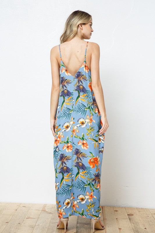 EN-A0255- PRINT MAXI DRESS WITH ADJUSTABLE STRAPS