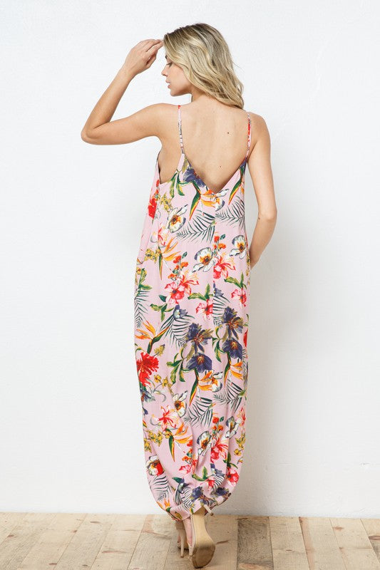 EN-A0255- PRINT MAXI DRESS WITH ADJUSTABLE STRAPS