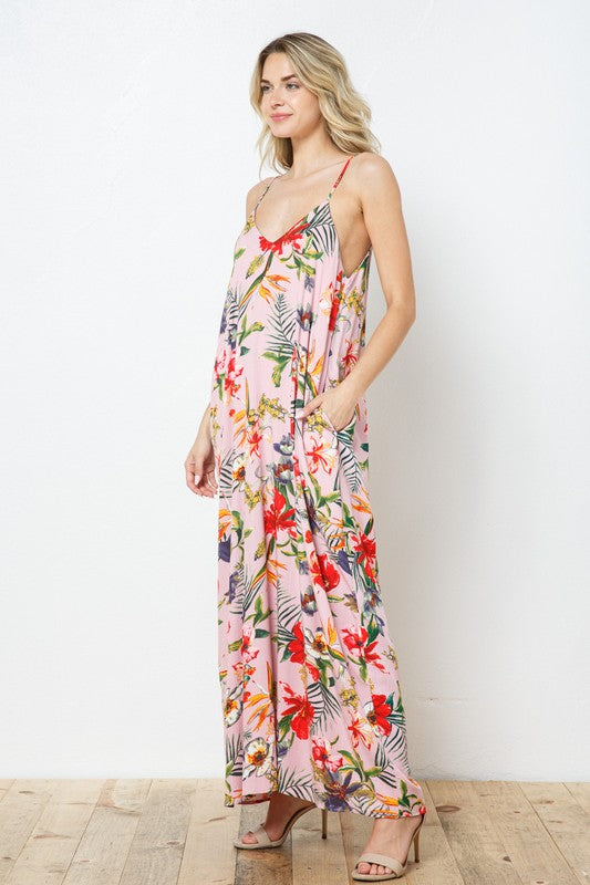 EN-A0255- PRINT MAXI DRESS WITH ADJUSTABLE STRAPS