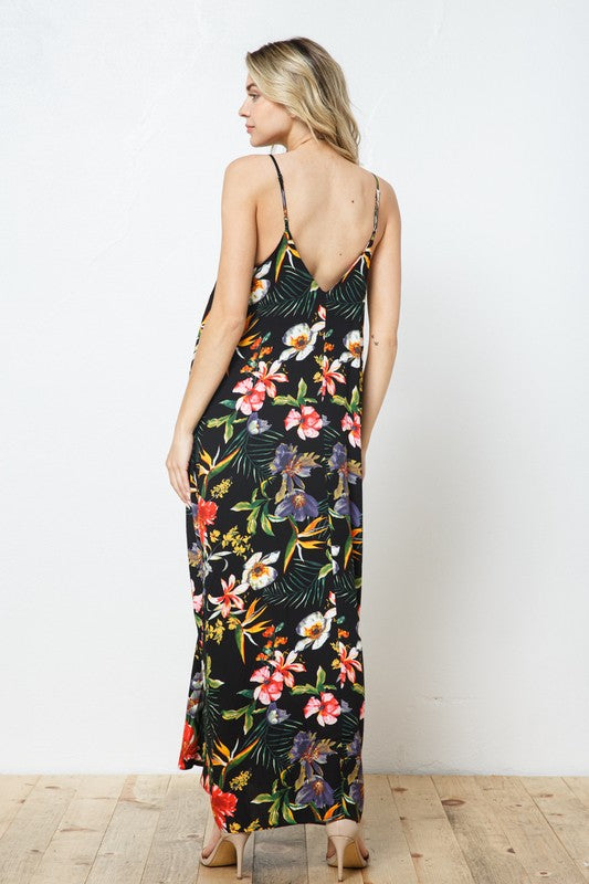 EN-A0255- PRINT MAXI DRESS WITH ADJUSTABLE STRAPS