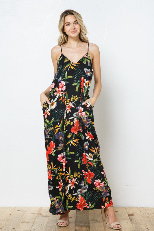 EN-A0255- PRINT MAXI DRESS WITH ADJUSTABLE STRAPS