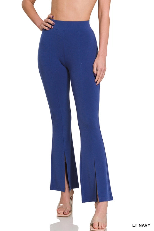 SI-24390 Ity High Rise Front Slit Flare Pants