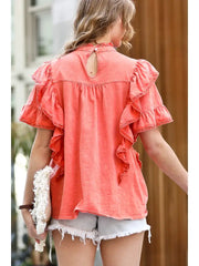 SC142003 Vintage Washed Ruffle Top