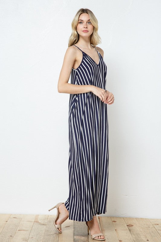 DY-BD58831-Full Length Striped Harem Maxi Dress