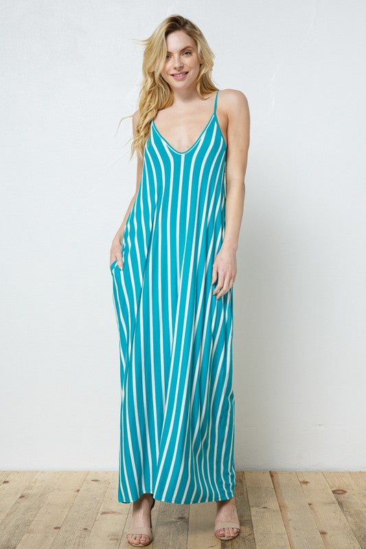 DY-BD58831-Full Length Striped Harem Maxi Dress