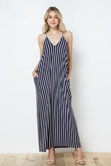 DY-BD58831-Full Length Striped Harem Maxi Dress