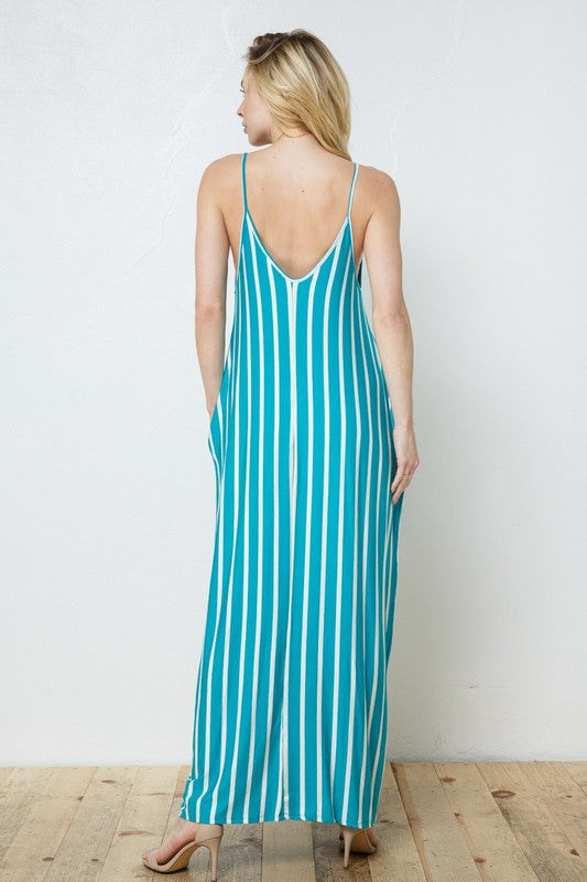 DY-BD58831-Full Length Striped Harem Maxi Dress