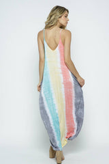 DY-D11374-Tie Dye Sleeveless Harem Maxi Dress