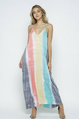 DY-D11374-Tie Dye Sleeveless Harem Maxi Dress