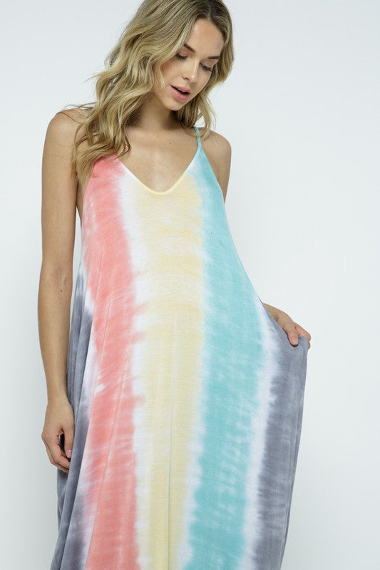 DY-D11374-Tie Dye Sleeveless Harem Maxi Dress