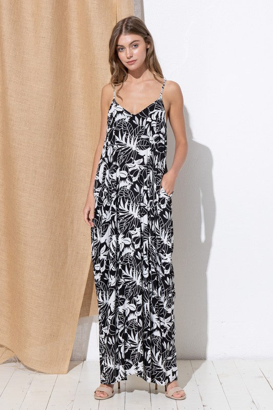 DY-A0511-Print Maxi Dress with Adjustable Straps