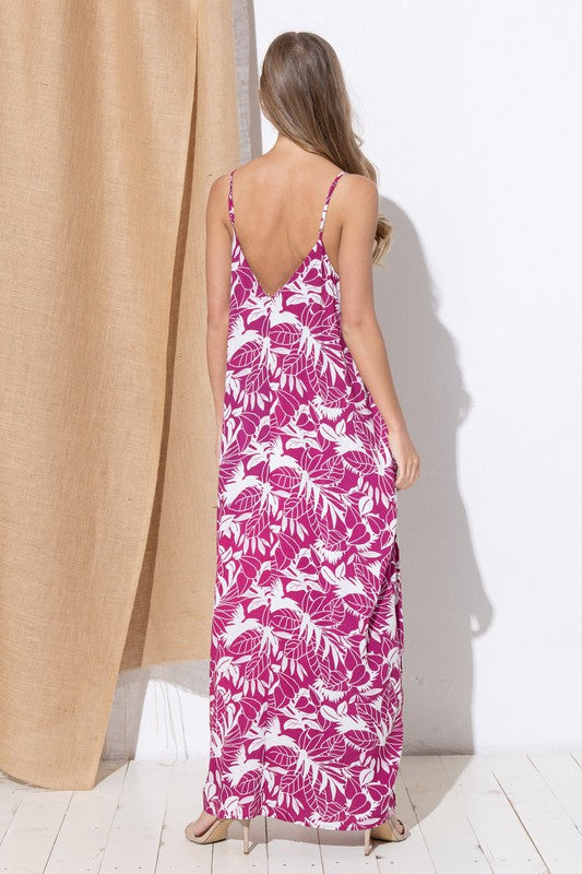 DY-A0511-Print Maxi Dress with Adjustable Straps