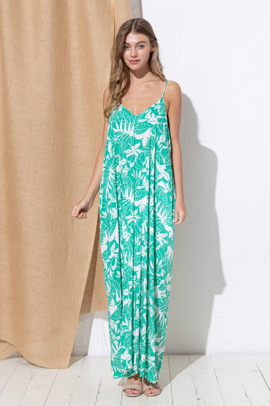 DY-A0511-Print Maxi Dress with Adjustable Straps