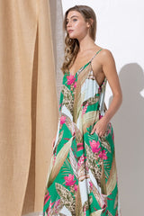 DY-A0513-Print Maxi Dress with Adjustable Straps