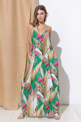 DY-A0513-Print Maxi Dress with Adjustable Straps