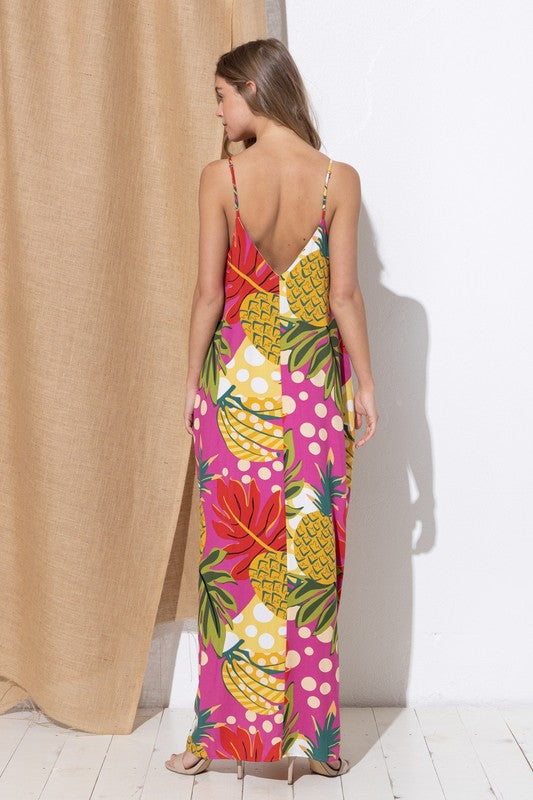 DY-A0441-Print Maxi Dress with Adjustable Straps