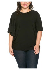 SI-597 Plus Size White Boatneck Blouson Top -