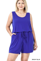 SI-19144 Plus Size Sleeveless Romper with Pockets