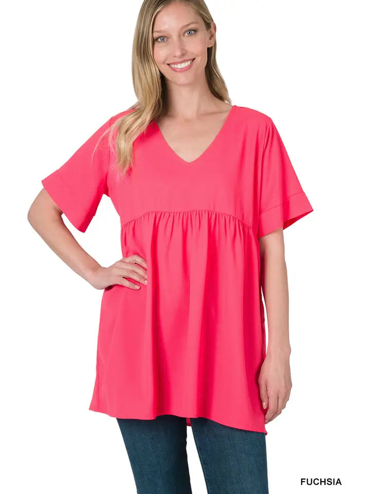 SI-15953 Empire Waist Shirring Tunic