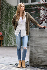 SI-23364 Drop Shoulder Button Front Cardigan