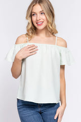 SI-24191 Slim Fit Cold Shoulder Woven Top