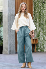 SI-23321 Corduroy Wide Leg Pants with Pockets