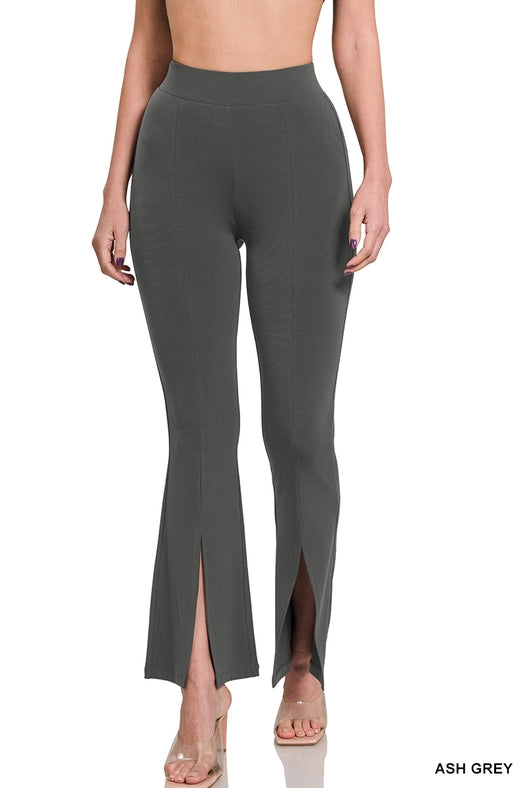 SI-24390 Ity High Rise Front Slit Flare Pants