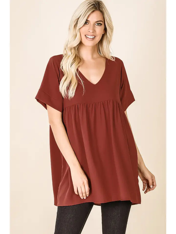 SI-15953 Empire Waist Shirring Tunic