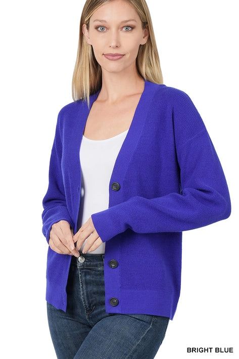 SI-23364 Drop Shoulder Button Front Cardigan