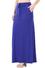 SI-16194 Premium Maxi Skirt Drawstring Waist & Pockets