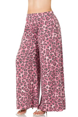 SI-21718 Plus Size Soft French Terry Leopard Wide Leg Pants