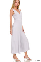 SI-25955 Luxe Rayon Surplice Neckline Sleeveless Jumpsuit