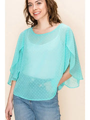 SI-16652 Swiss Dot Blouse with Petal Sleeves