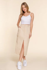 SI-25880 Cotton Twill Midi Cargo Skirt (Junior Fit)