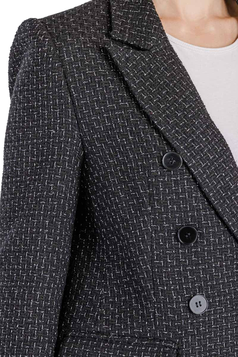 PLAID PATTERN DOUBLE BREASTED BLAZER