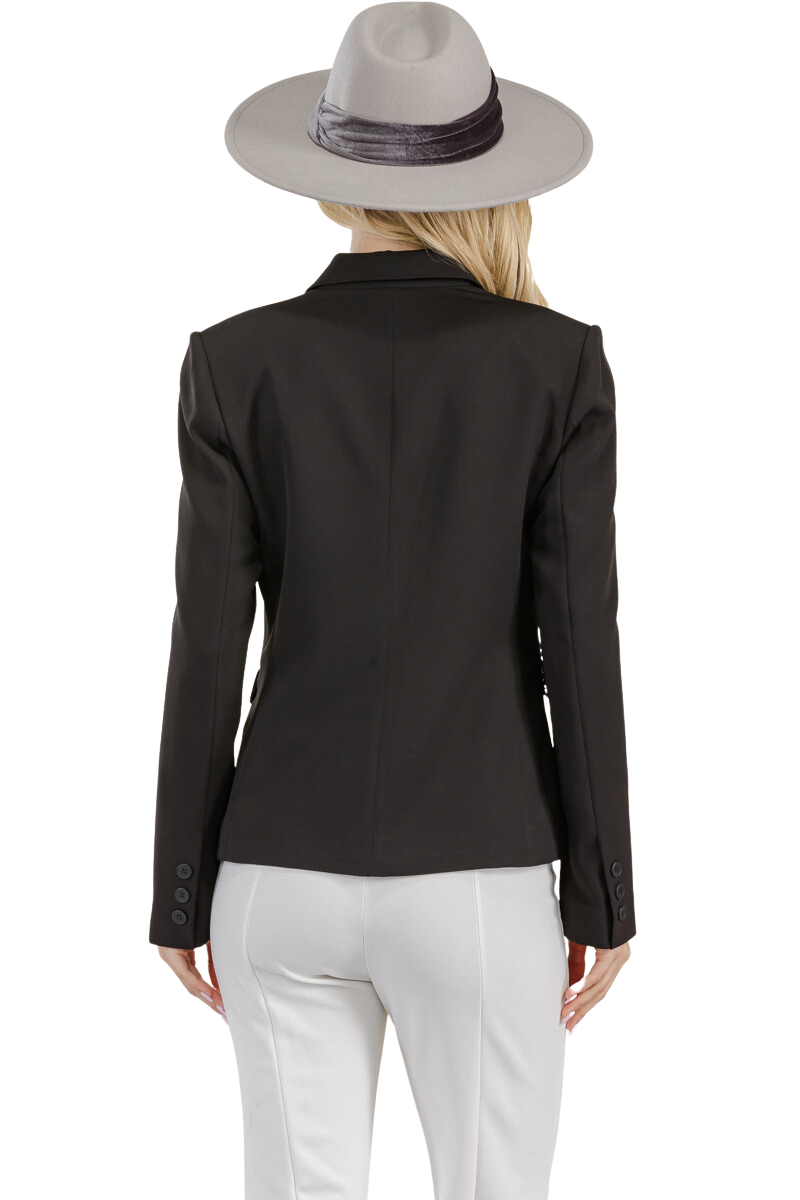 NOTCH COLLAR FITTED JACKET WITH BUTTON