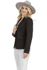 NOTCH COLLAR FITTED JACKET WITH BUTTON