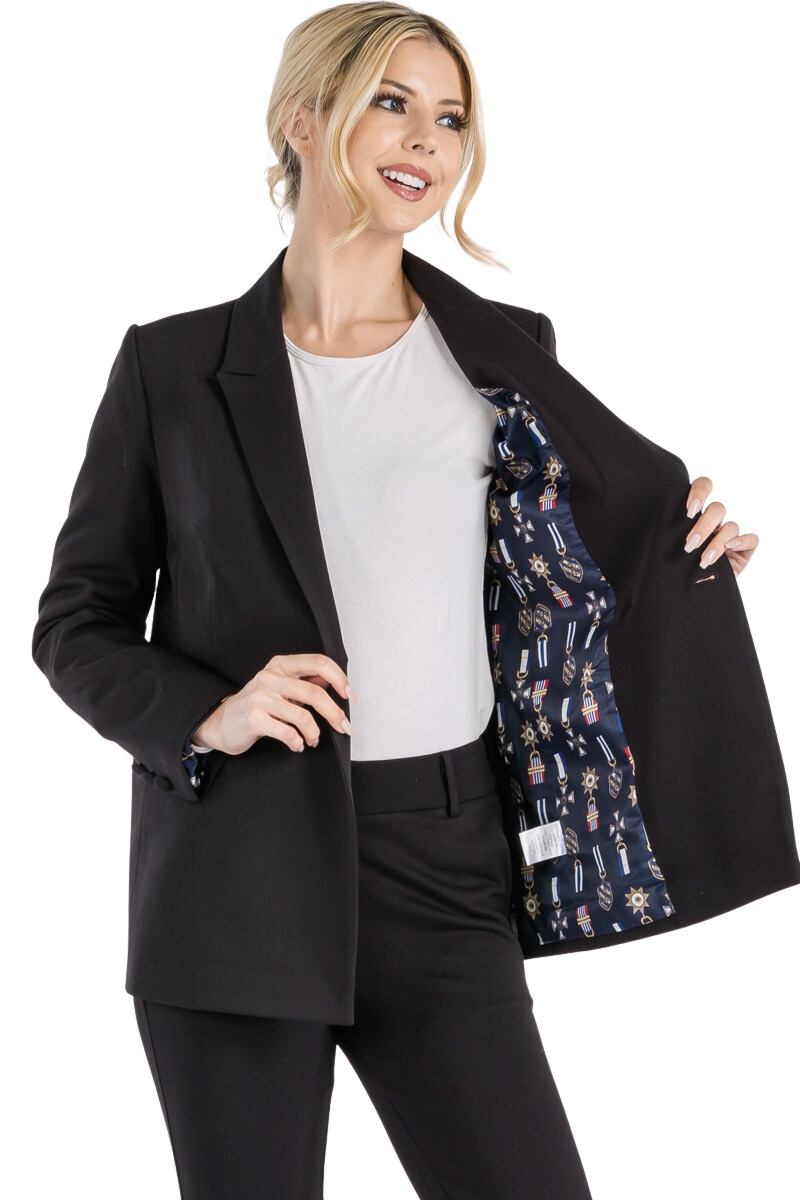 FITTED CASUAL JACKET - FULLY LINED WITH ONE BUTTON CLOSURE