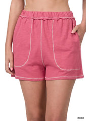 SI-22968 Contrast Stitch Shorts with Pockets