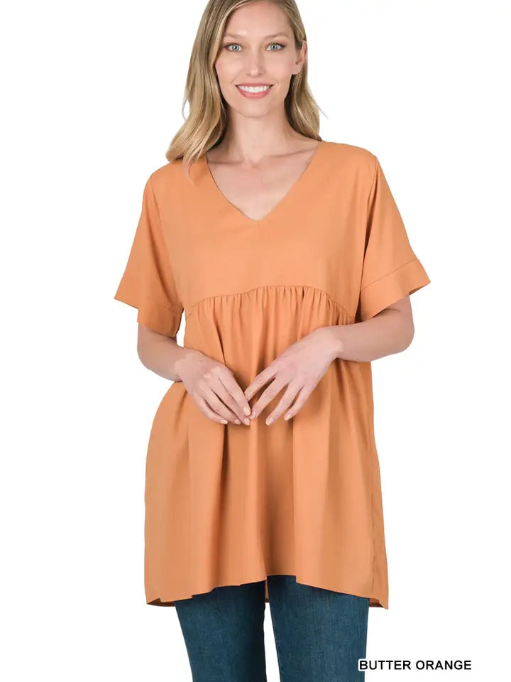 SI-15953 Empire Waist Shirring Tunic