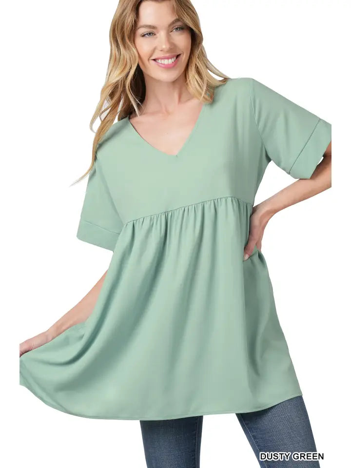 SI-15953 Empire Waist Shirring Tunic