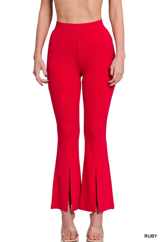 SI-24390 Ity High Rise Front Slit Flare Pants