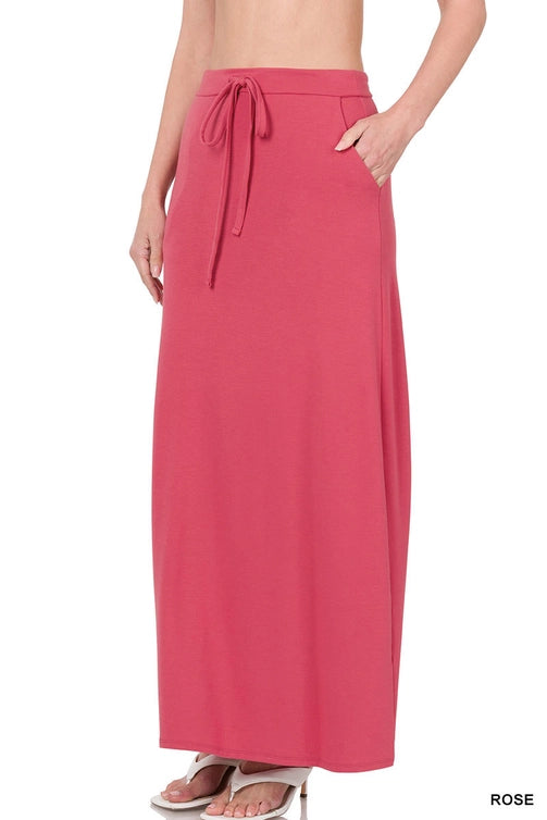 SI-16194 Premium Maxi Skirt Drawstring Waist & Pockets