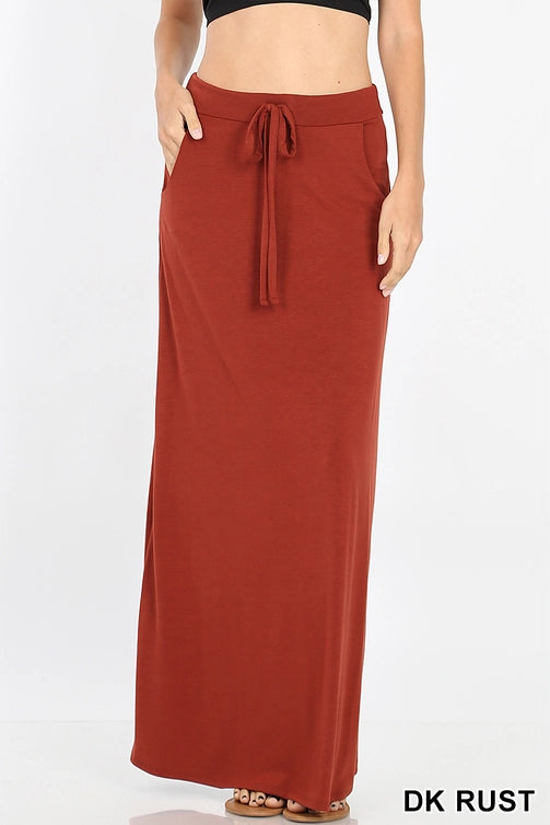 SI-16194 Premium Maxi Skirt Drawstring Waist & Pockets